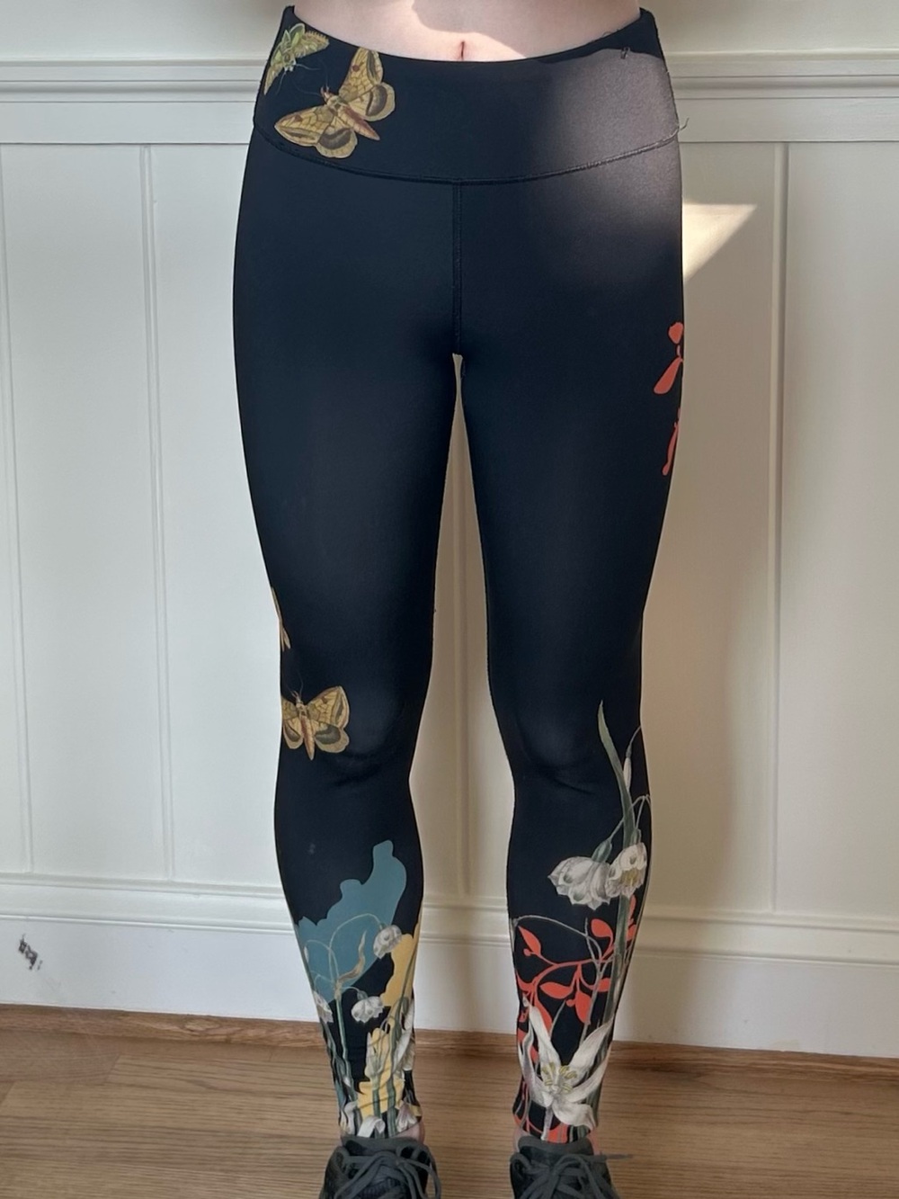 Black Floral and Butterfly Leggings